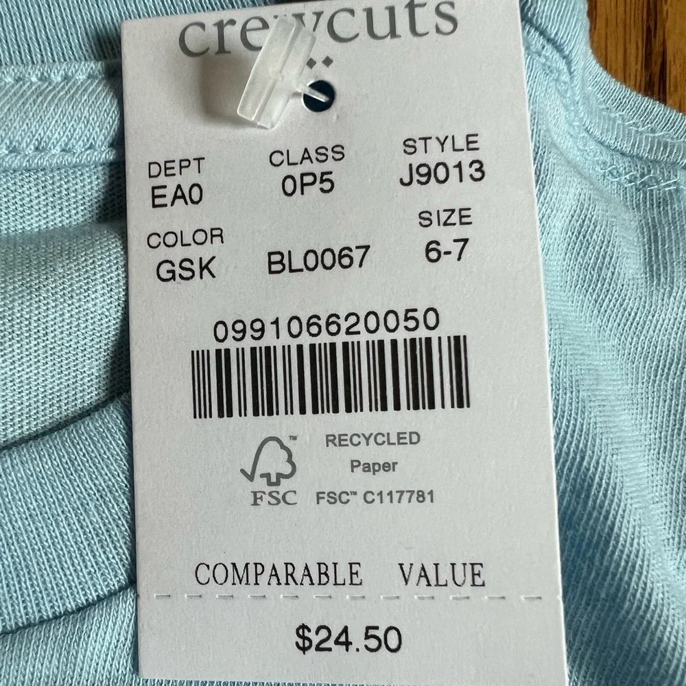 NWT J. Crew Crewcuts Long Sleeve Shirt, Size 6-7